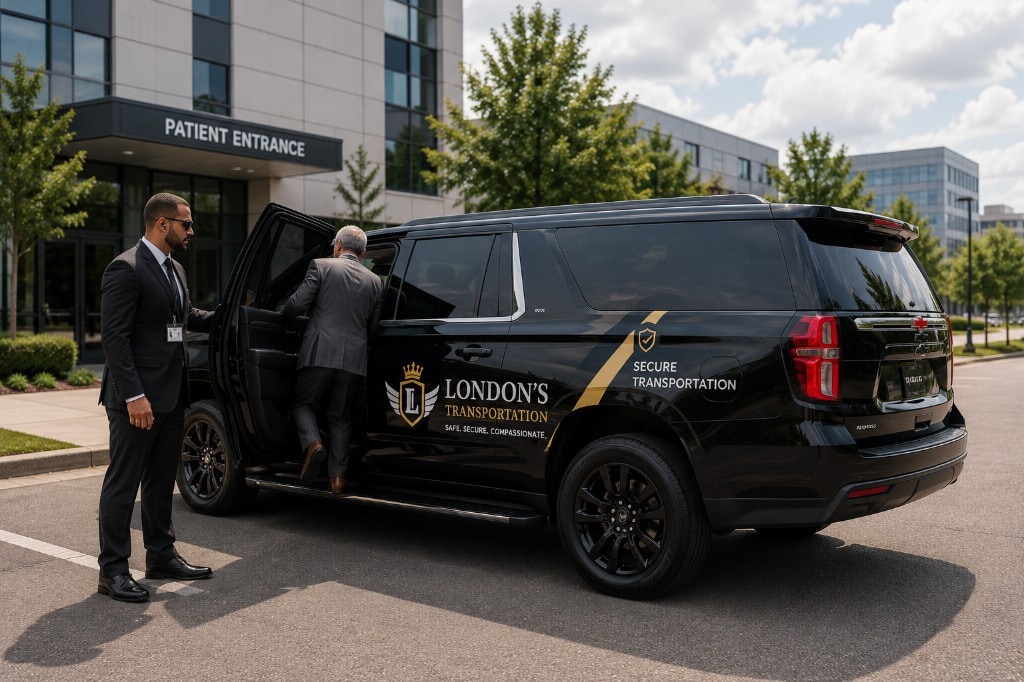 London's Transportation black SUV for secure transportation service